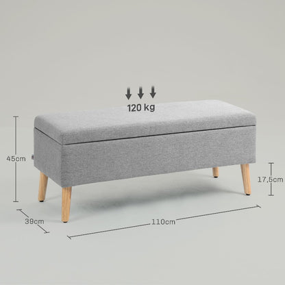 Opbergbank met Kussen – Opbergbankje – Opberg Ottoman – Bankje met Opbergruimte – Voetenbankje – Met Verborgen Opbergruimte – Stevig Metalen Frame – Crème Witte Bekleding