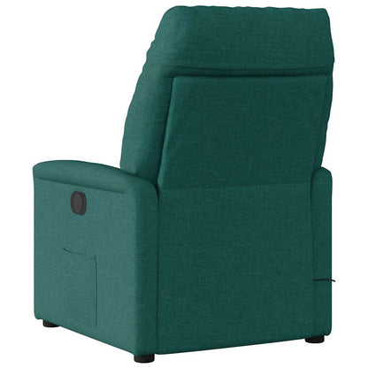 Massagestoel – Massagefauteuil – Ergonomische Stoel – Relaxstoel – Verstelbare Stoel – Donkergroen Stof – 6-Punts Vibratiemassage – Handmatig Verstelbaar tot 135°