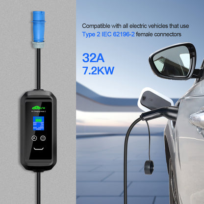 Oplader elektrische auto – EV-lader – Laadkabel – Laadstation – Thuislader – 7,2 kW 1-fase – TPU Laadkabel 5m met Muurbevestiging
