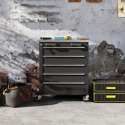 Gereedschapswagen – Werkplaatswagen – Tool Cabinet – Rolling Toolbox – Gereedschapskar – 5 Ruime Laden – Robuust Stalen Frame – Zwenkwielen Met Remfunctie