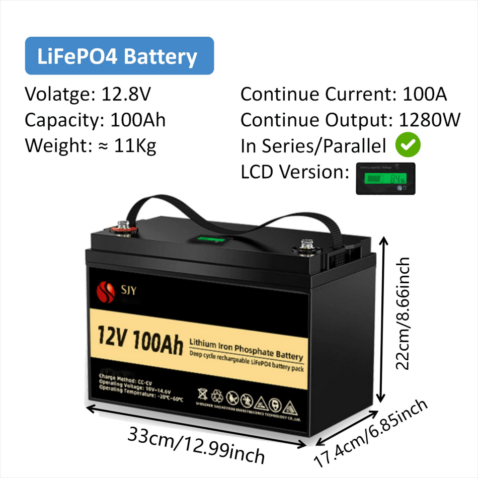 Accu – LiFePO4 Accu – Lithium Accu – Camper Accu – Boot Accu – 12V 100Ah – Langdurige Energie Met LCD Display