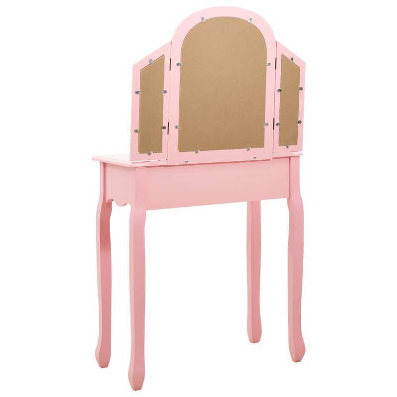 Dressing table with stool 65x36x128cm paulownia wood MDF pink