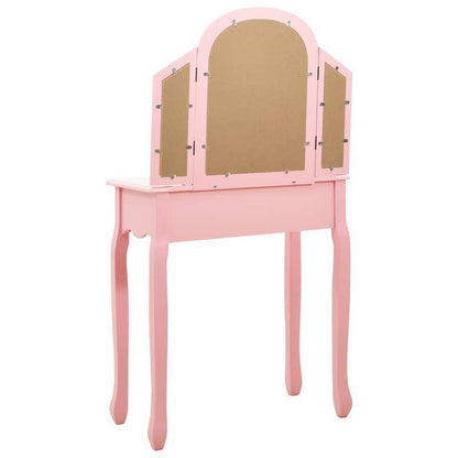 Dressing table with stool 65x36x128cm paulownia wood MDF pink