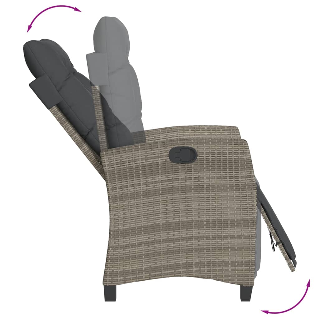 Tuinset – Tuinmeubelset – Lounge Set – Terrasmeubelen – Buitenmeubels – Verstelbare Rug- En Voetensteun – Weerbestendig PE-Rattan Met Geharde Glasplaat