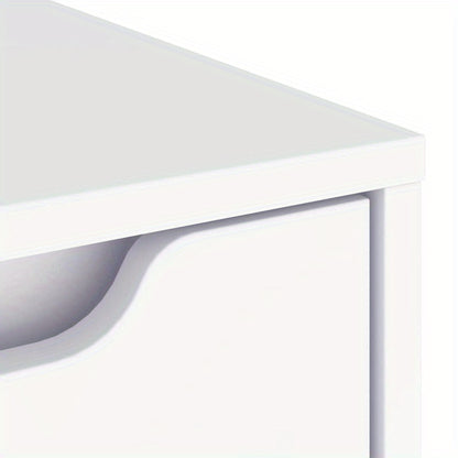 Visnes Blanc 60x40x73cm Wooden Storage Cabinet - Freestanding 3-Tier Shelf with Lockable Drawers, Modern Minimalist Design for Home Office, Bedroom, Living Room - High-Quality Wood, Easy Assembly, Storage Furniture, Minimalis