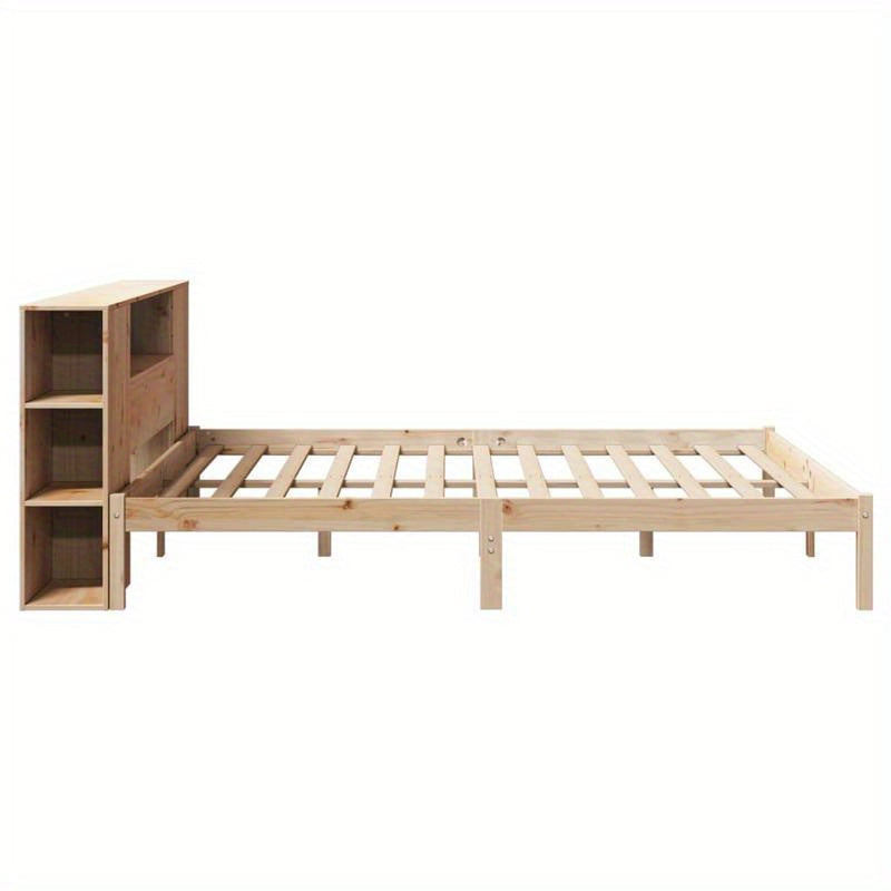 Bedframe – Boekenkastbed – Opbergbed – Houten Bed – Ruimtebesparend Bed – Modern Design – Dennehout – 180x200 cm – Eenvoudige Montage