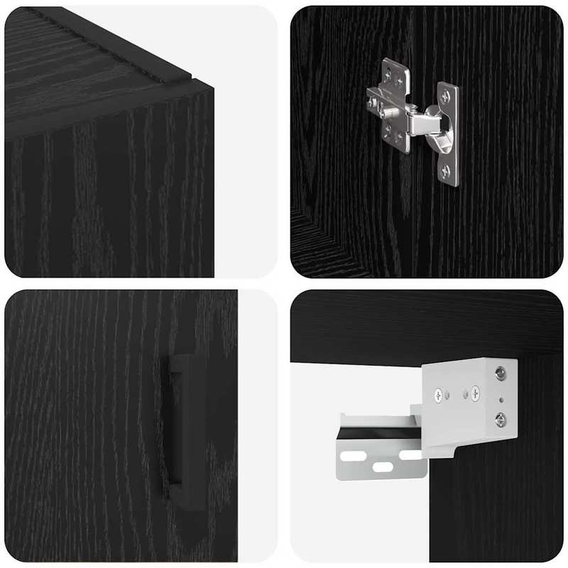 Muurkast – Wandkast – Opbergkast – Hangkast – Kast Zwart Eiken – 2-Delig Set – Duurzaam Hardhout – 69,5x34x90 cm