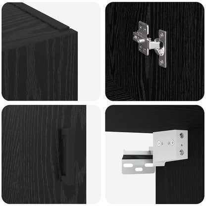 Muurkast – Wandkast – Opbergkast – Hangkast – Kast Zwart Eiken – 2-Delig Set – Duurzaam Hardhout – 69,5x34x90 cm