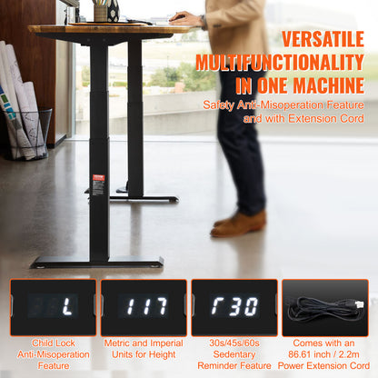 Elektrisch Zit-Sta Bureauframe – Verstelbaar Bureauframe – Bureau Onderstel – Zit-Sta Bureau – Hoogte Verstelbaar Bureau – Dubbele Motor – SPCC Staal 65-129 cm Hoogte - Zwart