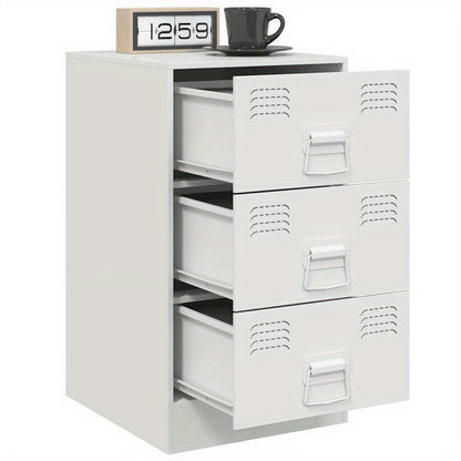 Nachtkastje – Bijzettafel – Kastje – Opbergkast – Slaapkamerkast – Wit Gelakt Staal – Compact 34,5x39x62 cm – Duurzaam & Modern Design