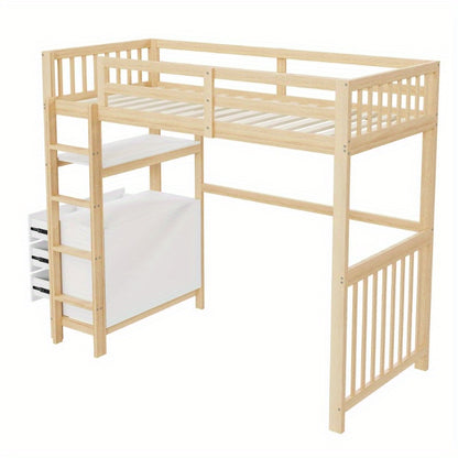 Halfhoogslaper – Hoogslaper – Bedbank – Stapelbed – Bedframe – Met Veiligheidsladder & Opberglades – Metaal Frame 90x200 cm – Ruimtebesparend & Stevig