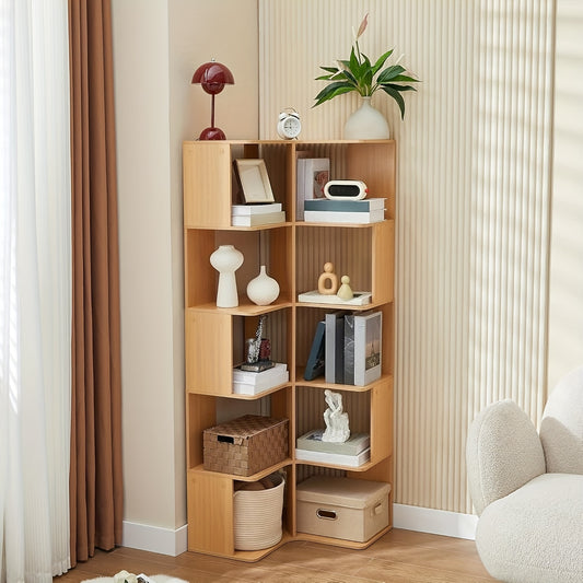 Boekenkast Open – Vloerplank – Boekenkast Met Planken – Wandrek – 6-laags Opbergkast – Houtkleur Metaalframe – 158 cm Breed – Stevig En Gemakkelijk Te Monteren