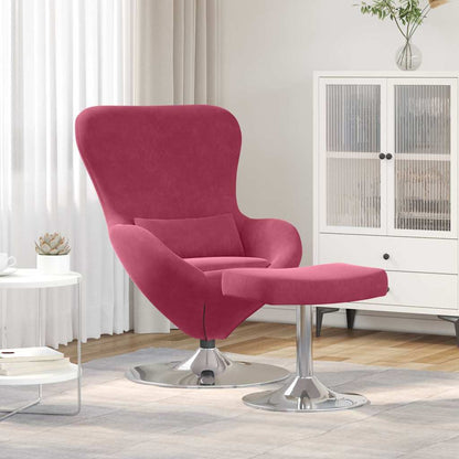 Fauteuil – Draaifauteuil – Relaxstoel – Loungefauteuil – Zithoekstoel – Wijnrood – Fluwelen Bekleding – Inclusief Voetensteun