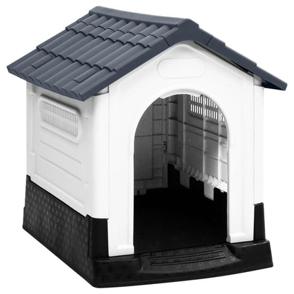 Hondenkennel Grote Honden – Hondenhok Buiten – Hondenkooi Groot – Hondenhok Kunststof – Grijs – Weerbestendig Polypropyleen – Afmetingen 57x68x66 cm