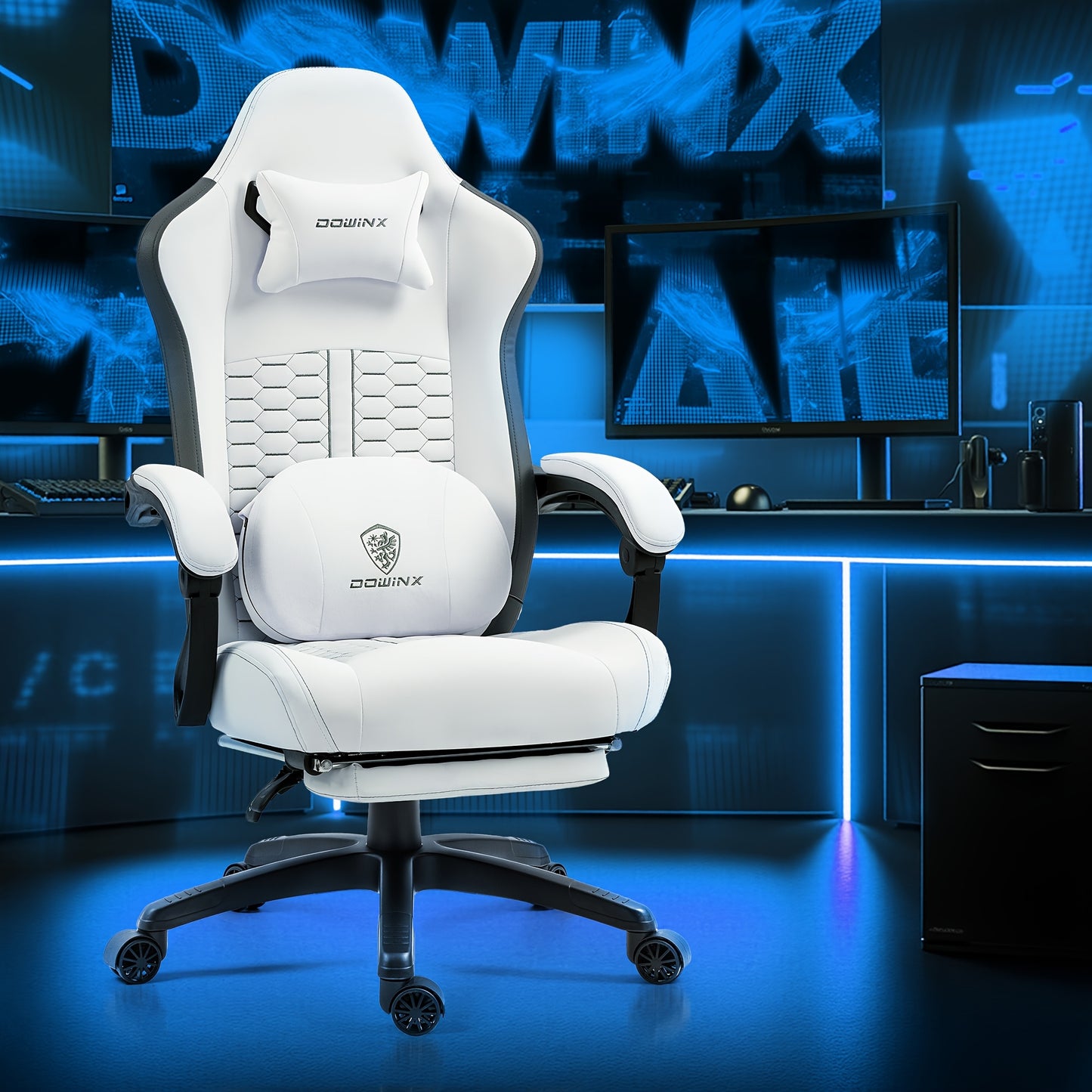 Gamingstoel – Gamestoel – Gaming Chair – Game Stoel – Bureaustoel – Ergonomische Lendensteun – Pocketveren Zitkussen Met Voetensteun – Hoge Rugleuning – Met Metalen Frame
