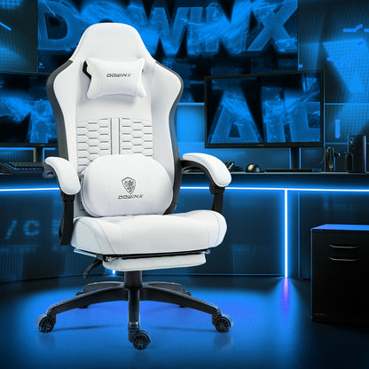 Gamingstoel – Gamestoel – Gaming Chair – Game Stoel – Bureaustoel – Ergonomische Lendensteun – Pocketveren Zitkussen Met Voetensteun – Hoge Rugleuning – Met Metalen Frame