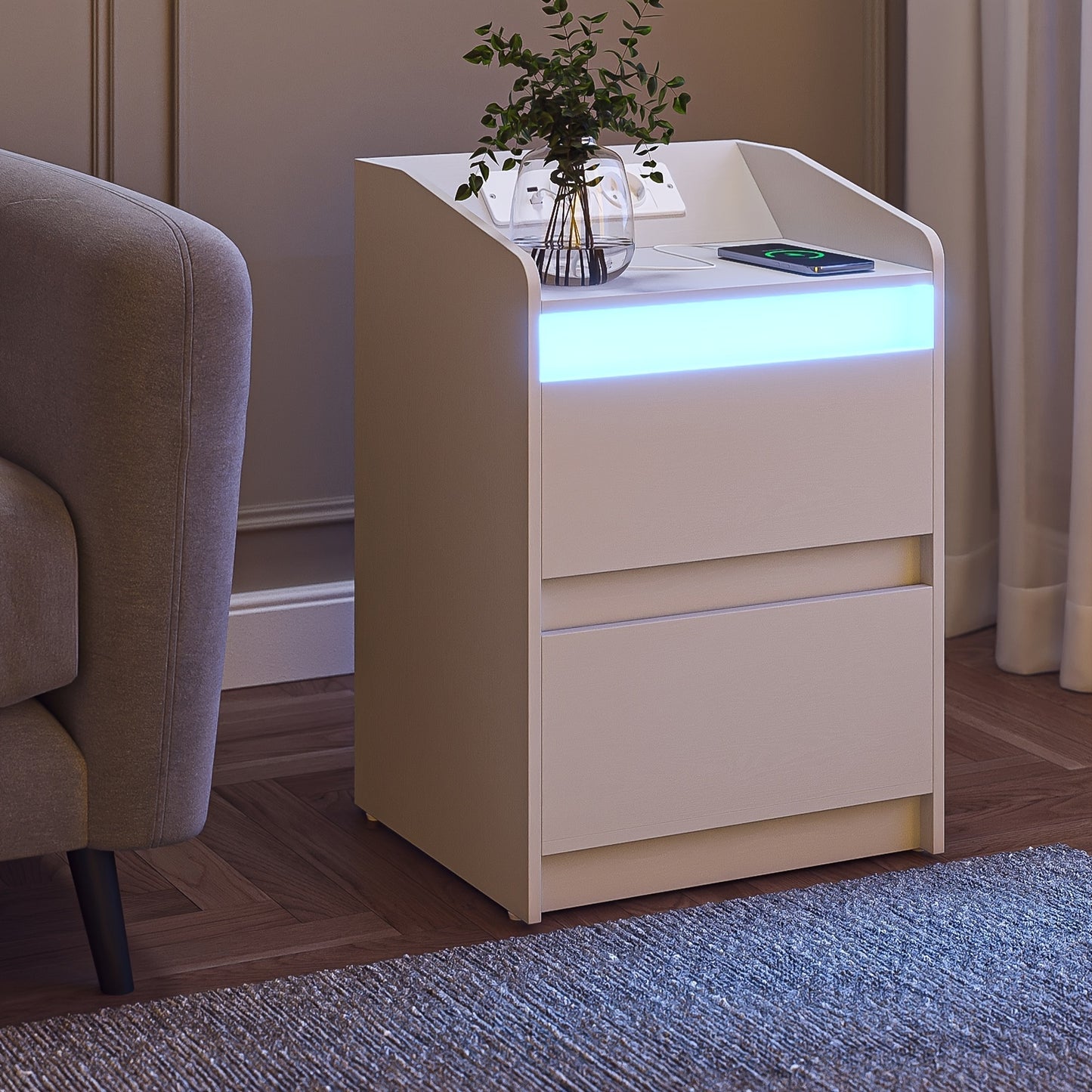Bedside Tables Set of 2 with 2 Drawers, Side Table, Stylish And Versatile, Ideal for Living Room And Bedroom