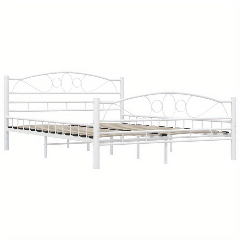 Giroletto Bianco in Metallo 140x200cm - Contemporary White Metal Bed Frame with Elegant Curved Design, Sturdy Metal Frame & Easy Assembly for Bedroom Furniture, Bed Accessories, Modern Bedroom Decor, Minimalist Bed Design, Sl