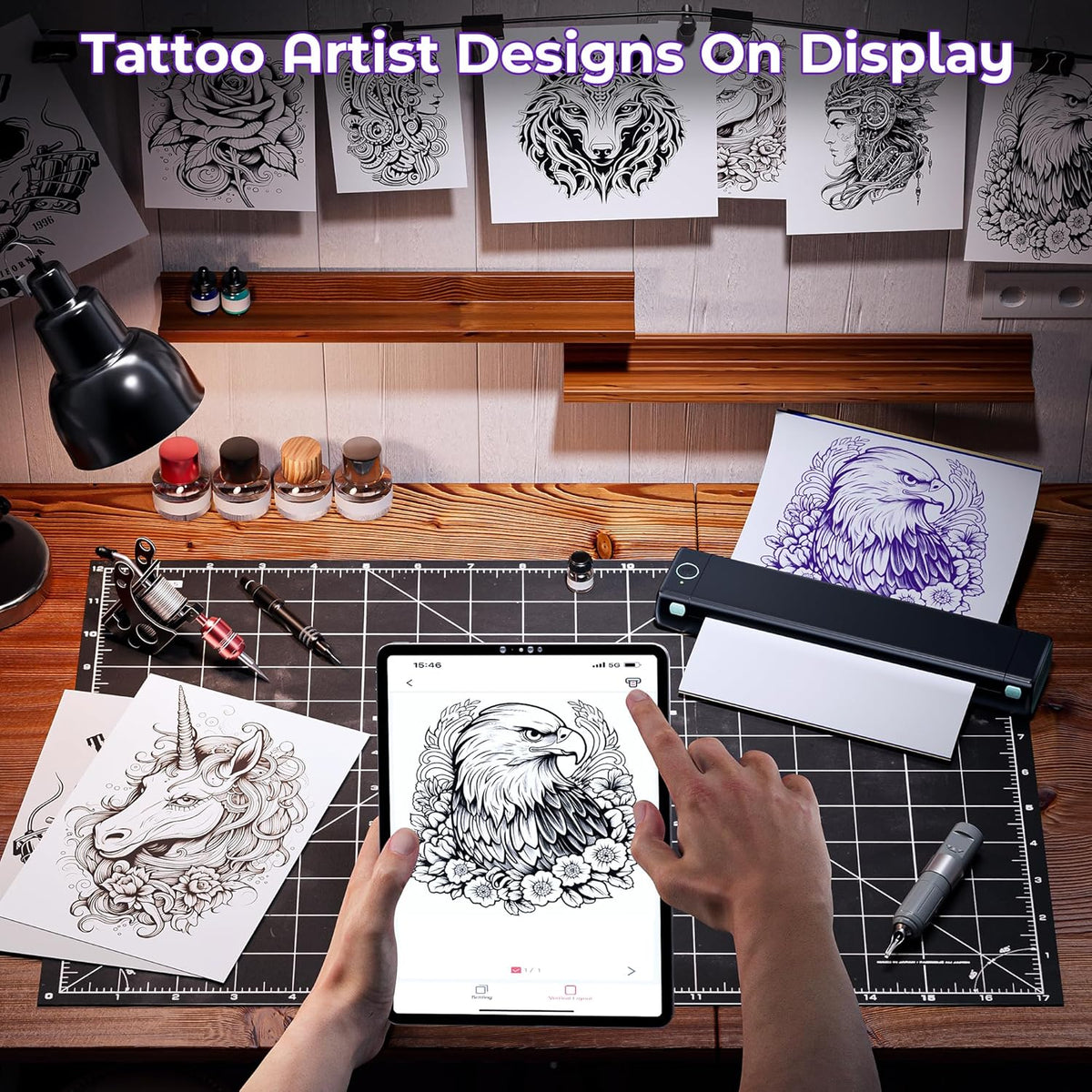Thermische Tattoo Printer – Tattoo Copier – Stencil Printer – Tattoo Transfer Machine – Tattoo Overdracht Printer – Compact & Draagbaar – Bluetooth Connectiviteit