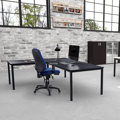 hjh OFFICE 702020 bureaustoel draaistoel Zenit Pro stof, blauw, extreem dikke vaste bekleding, zeer goede verstelmogelijkheden, in hoogte verstelbare armleuningen, ergonomische bureaustoel