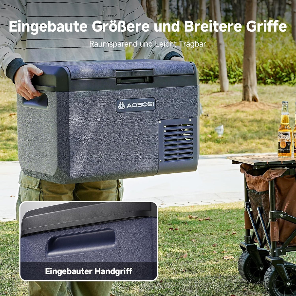 AAOBOSI Koelboxer 25L: Camping Koelkast 12v 240v, -20°C tot 20°C Compressor 12v Koelvriescombinatie voor Camper, Auto, Vrachtwagen, Boot, Camper, Reizen, Picknick