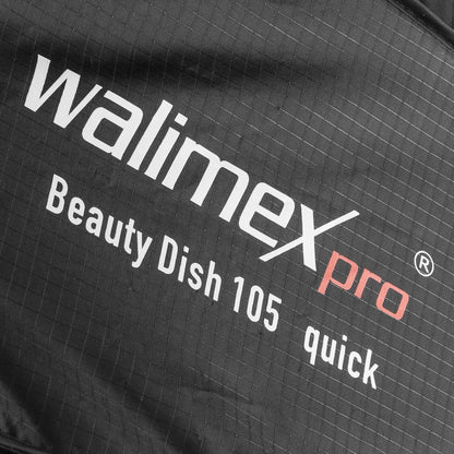 Walimex pro Studio Line Beauty Dish Softbox QA105 – Beauty Dish lichtvormer, 105 cm Ø, 46 cm diep, opvouwbaar, met rooster, binnen- en buitendiffuser, voor Speedlite opsteekflits, studioflits, 22456
