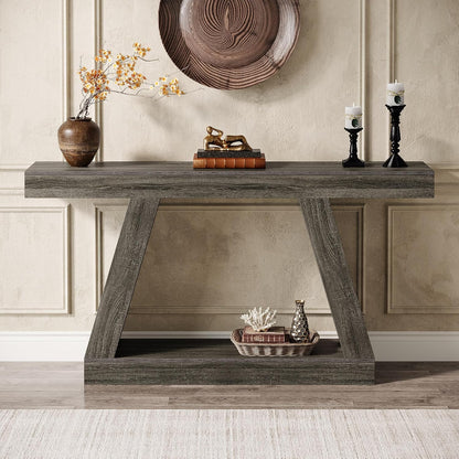 Tribesigns Console Table, 140 x 30 x 80 cm, Side Table, Corridor Table, Sofa Table for Small Spaces, Console Table with Storage Space at Entrance, Hallway, Living Room, Grey
