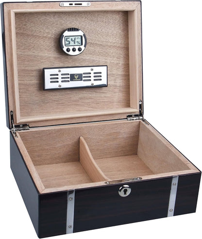 GERMANUS merken Humidor"Cowling" met digitale hygrometer en GERMANUS Crystal luchtbevochtiger Sigarenkelder