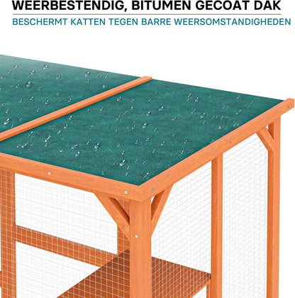 Wiltec Weerbestendig outdoor kattenverblijf 180 x 88 x 169 cm met 6 ligplaatsen