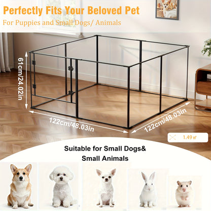 Hondenren – Puppyren – Dierenren – Hondenkennel – Hondenbench – Acryl panelen – 122x122 cm – 61 cm hoog – Met Deur – Stevig Aluminium Frame