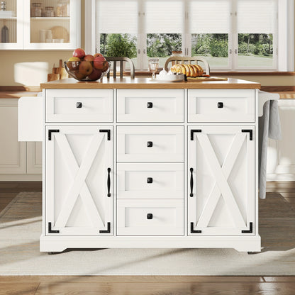 Multifunctional Kitchen Island with Mobile Storage Cabinet & Buffet - & Classic Design, Freestanding Floor Cabinet with Spacious Countertop, Ample Storage Space, No Electrical Required for Dining Room & Living Room, Durable M
