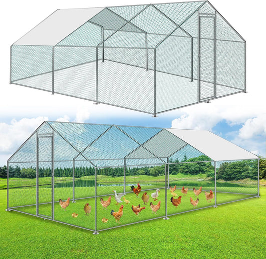 3 x 6 x 2 m, chicken coop, free running with lock and door, metal animal enclosure, 18 m², chicken house, outdoor run for chicken cage and small animals