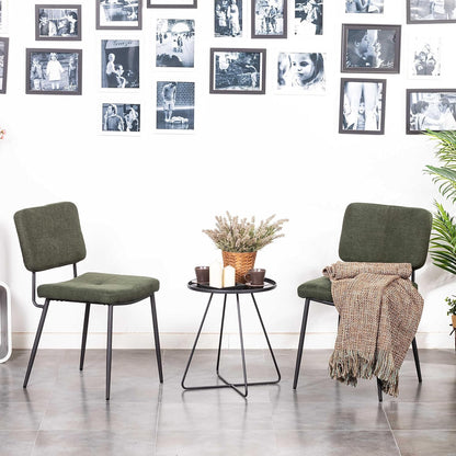 MEUBLE COSY Eetkamerstoelen, set van 2 retro keukenstoelen, ergonomische woonkamerstoel, bureaustoel met rugleuning, zitting van stof, metalen poten, groen, 59,5x45x82cm