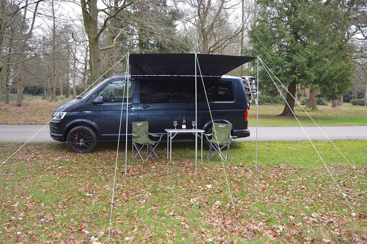 WILD EARTH SQUARE Zonneluifel voor Campers, Busombouwingen, Campers of Caravans 240cm x 240cm MEDIUM GRIJS