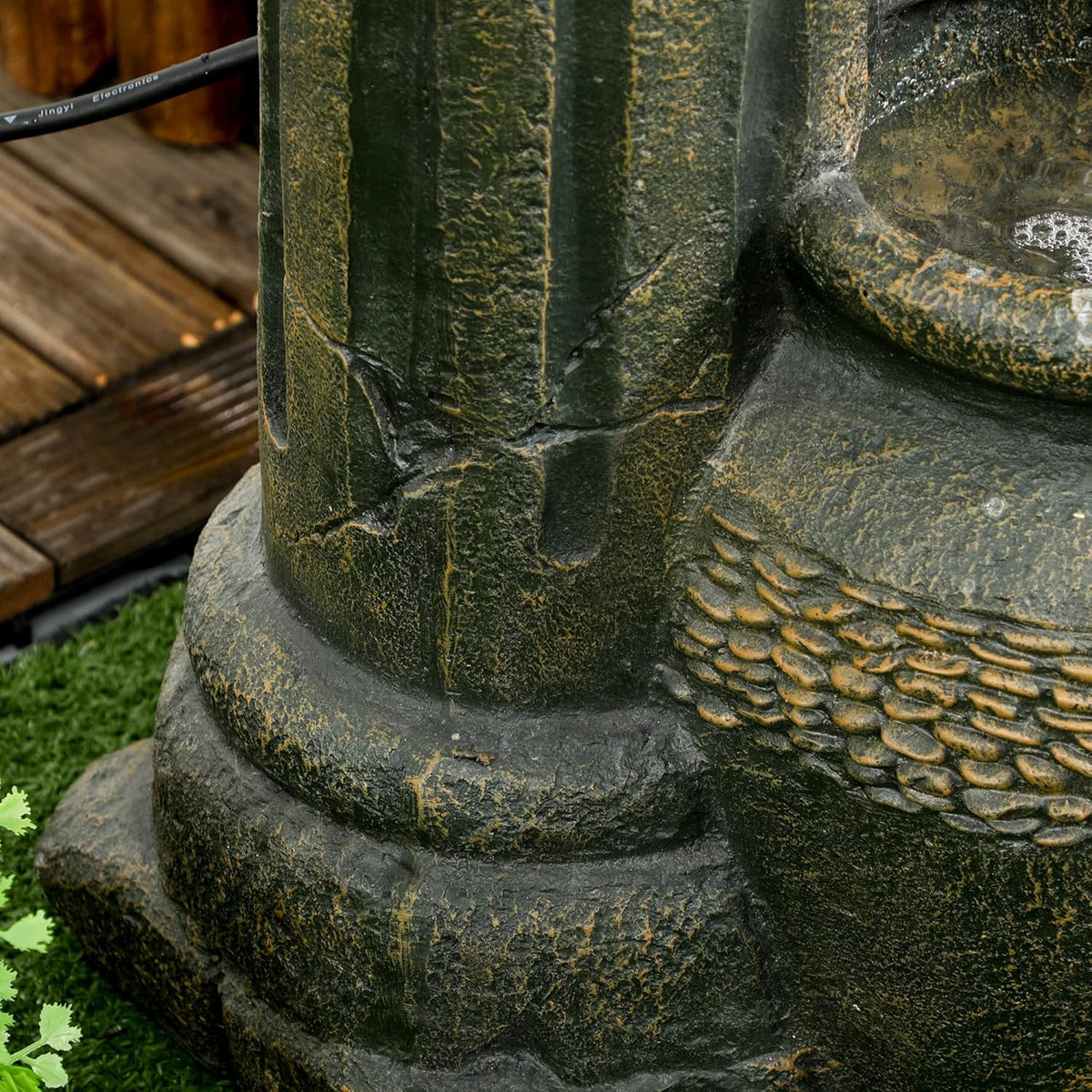 Outsunny garden fountain adjustable flow ornamental fountain with 3-layer wine jugs water feature waterfall for garden garden pond patio resin fountain - QUORE