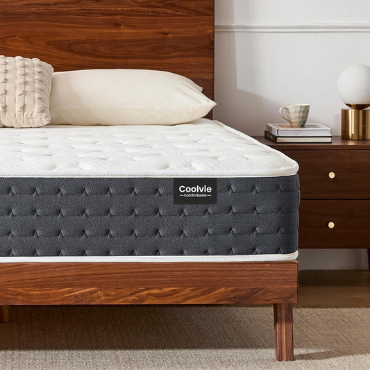 Coolvie Pocketveringmatras, 160 x 200 cm, 7-zones, ergonomisch matras, gemiddelde hardheid, hoogte 20 cm, beweging, isolerend, pocketveringmatras met gel traagschuim,Oeko-Tex gecertificeerd