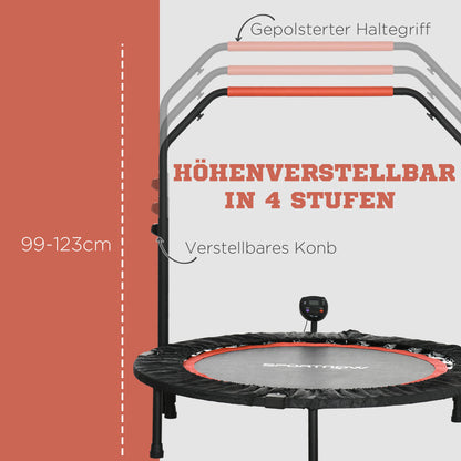 Mini Trampoline – Fitness Trampoline – Rebounder – Bounce Trainer – Workout Trampoline – 102 cm – 4-voudig Verstelbare Handgrepen – Maximale Belastbaarheid 100 kg