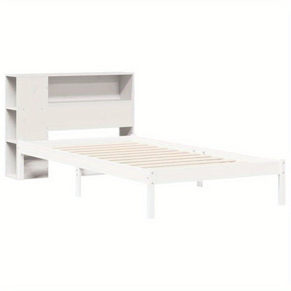 Bedhoofdbord – Hoofdeinde – Hoofdbord – Bedhoofdeinde – Opberghoofdbord – Massief Grenenhout – 90 cm Breed – Met Opbergruimte en Witte Afwerking