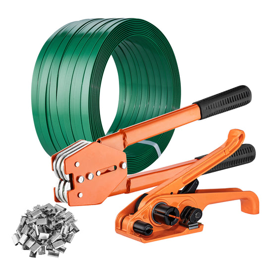Spanband – Bindriem – Sjorband – Verpakkingsband – Zakriem – PET Materiaal – 304,8 Meter Lengte – 300 Metalen Sluitingen
