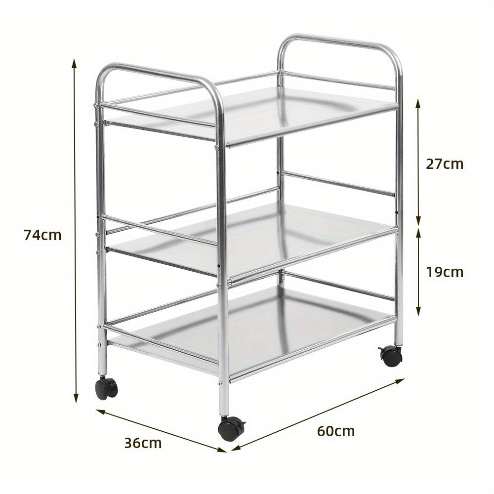 Opberwagen – Opbergwagen – Opbergrek – Werkplaatswagen – Verrijdbare Kar – 3-laags Metalen Frame – Soepele Wielen – 61x36x75 cm – Stevig & Duurzaam