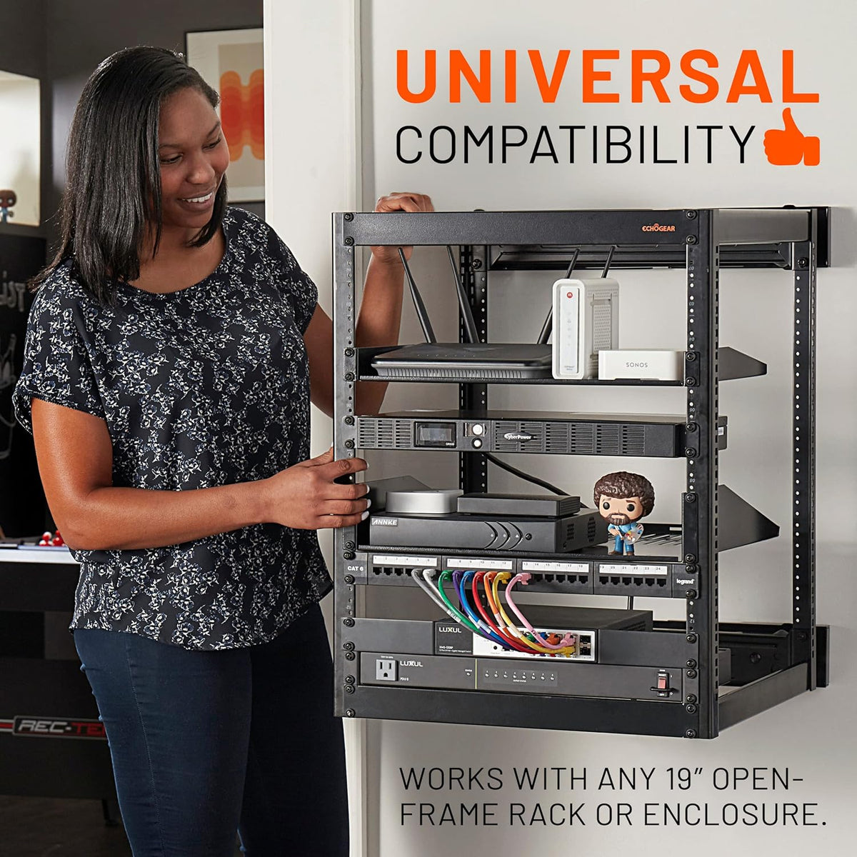 ECHOGEAR 3U Rack Shelf - Universeel ontwerp werkt met elk rack - Geschikt voor 75bs servers, netwerkapparatuur of AV-apparatuur - 15" diepe stalen plank met geventileerd ontwerp - Installatie hardware