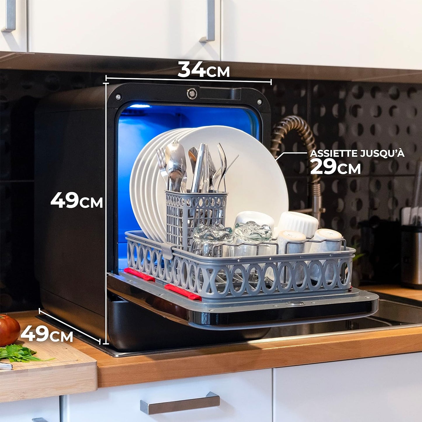 Bob Dishwasher Compact 3 Cutlery Freestanding with Tank Portable Natural Drying Plate 29 cm Origin France