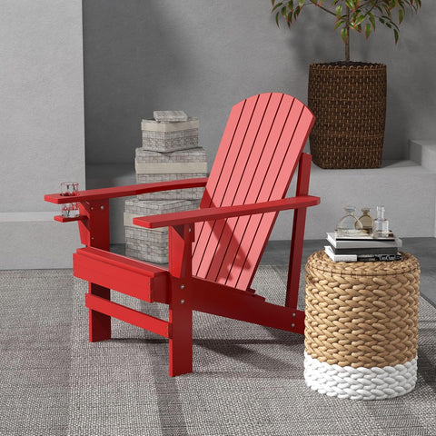 Adirondack - Tuinstoel - Relaxstoel - Ligbank - Ergonomische Rugleuning - Stevige - voor Tuin - Balkon - Terras - Sparrenhout - 72 x 94 x 93 cm - Rood