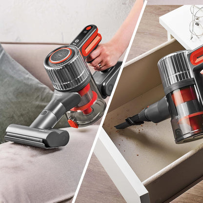 Polti Forzaspira D-Power SR550 Draadloze stofzuiger, 2-in-1, digitale motor en multi-cyclonische technologie, autonomie tot 40 min, 3 stofzuigprogramma's, mini-turboborstel, rood/grijs