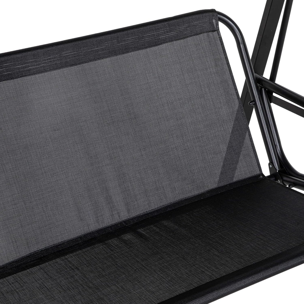 Outsunny Hollywoodschaukel 2-Sitzer Gartenschaukel mit Verstellbarem Dach, Kissen, Schaukelbank bis 220 kg Load Bar, für Garten, Balcony, Schwarz, 145 x 116 x 172 cm - QUORE
