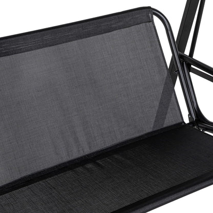 Outsunny Hollywoodschaukel 2-Sitzer Gartenschaukel mit Verstellbarem Dach, Kissen, Schaukelbank bis 220 kg Load Bar, für Garten, Balcony, Schwarz, 145 x 116 x 172 cm - QUORE