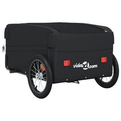 Fietskar – Fietstrolley – Bike Trailer – Kinderaanhanger – Bolderkar – Zwarte Kleur – Maximaal 45 kg Draagvermogen – Stevig Stalen Frame