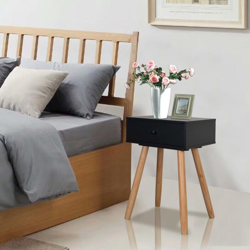 Bedside tables 2 st 40x30x61cm Solid grenenwood black Removable, suitable for indoor use and suitable for all seasons