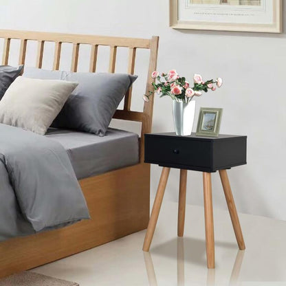 Bedside tables 2 st 40x30x61cm Solid grenenwood black Removable, suitable for indoor use and suitable for all seasons
