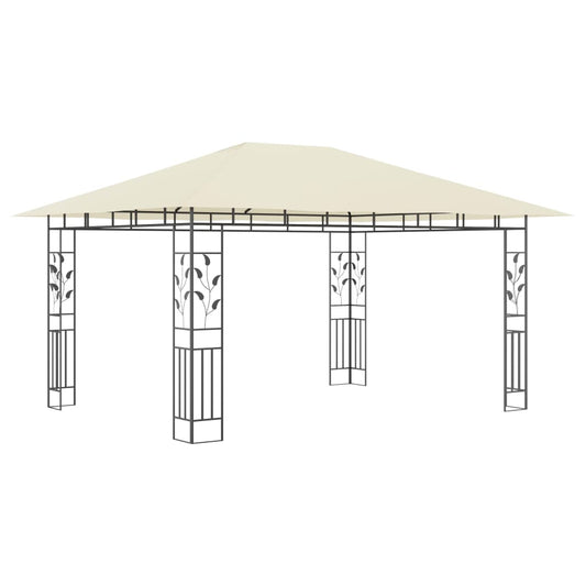 Zonnescherm – Tuinpaviljoen – Overkapping – Pergola – Prieel – 4x3 Meter – Stabiel Staalframe – Ingebouwde Lichtslinger